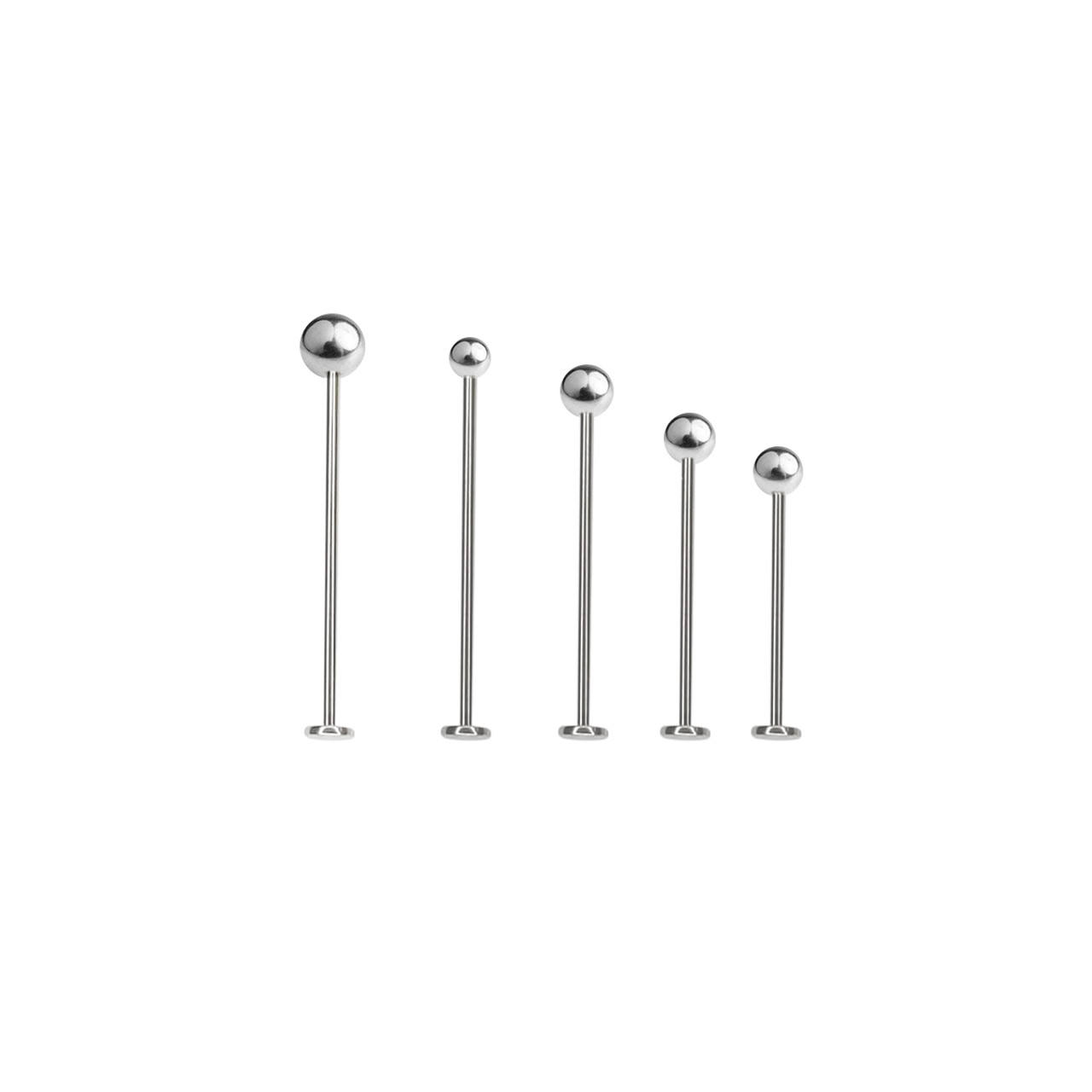 Threaded Labret Flatback Surgical Steel Extra Long 14G 16G with 3mm 4mm Top Ball
