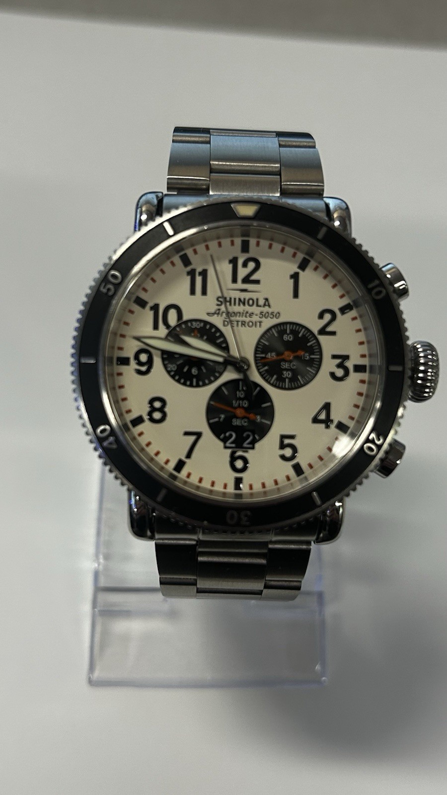 Shinola Runwell Sport Chronograph 48mm Cream Dial Watch With New Straps/Bracelet