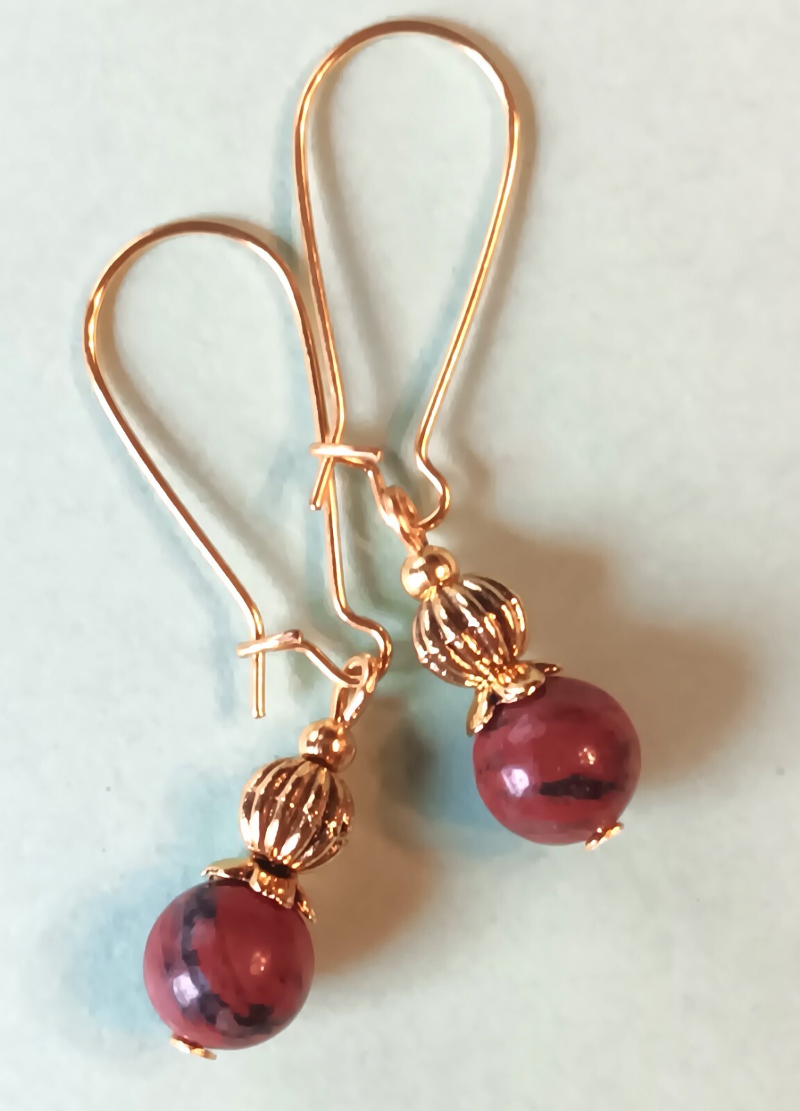 RED JASPER earring KIDNEY WIRE GP handcrafted XGE