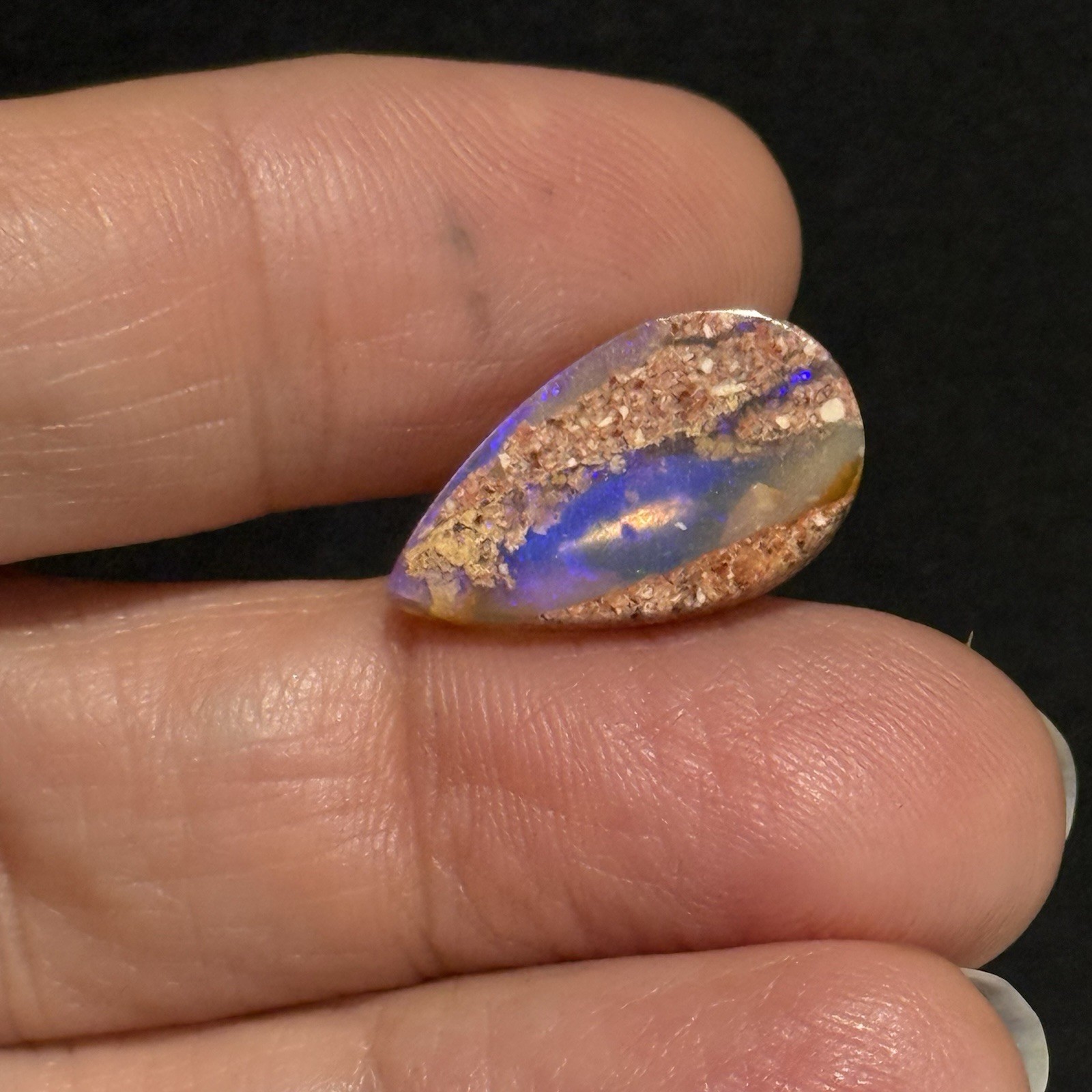 5.85ct 19.2x11x4.7mm Purple Crystal Pipe Australian Boulder Opal Cabochon Gem