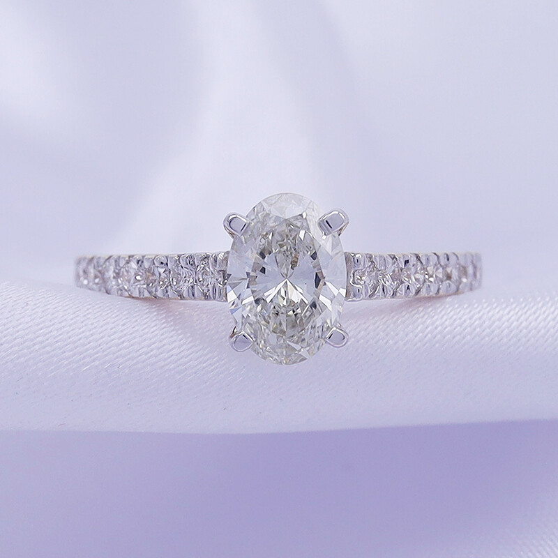 1.38ct Lab Grown Diamond Cathedral Style Engagement Ring in 10K Or 14K Gold