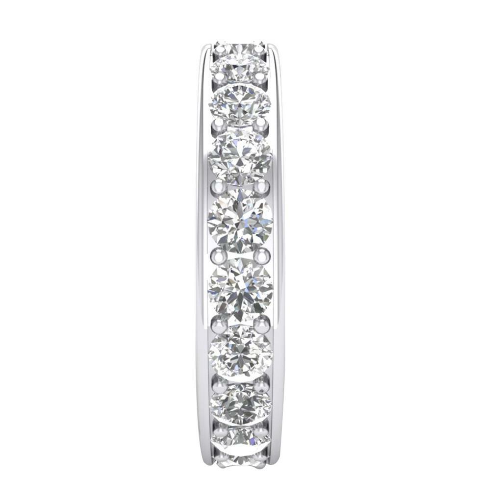 Eternity Wedding Ring Round Diamond VS1 F 2.10 Ct Pave Set 14K White Gold 3.80MM