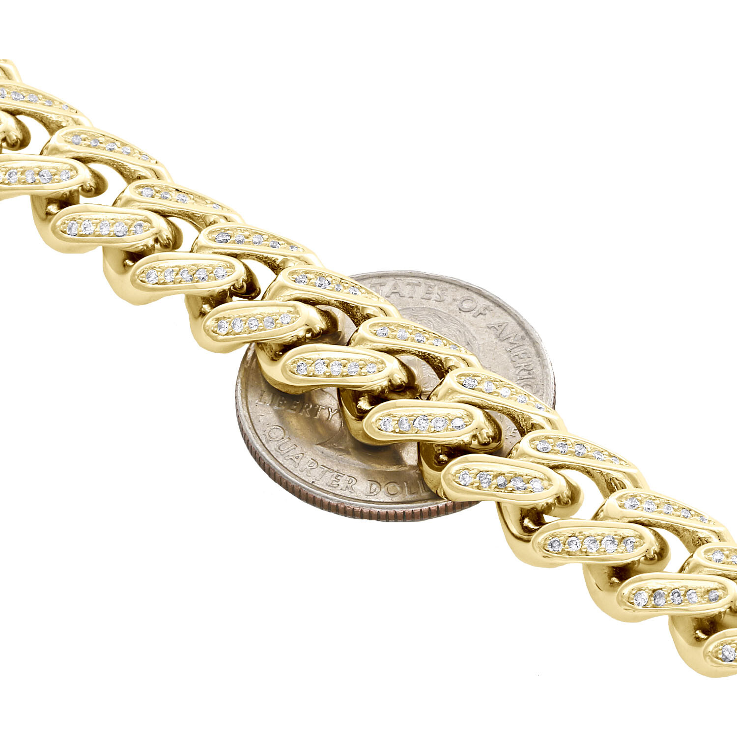 10K Yellow Gold 11.35mm Solid Miami Cuban Link Diamond Bracelet 8.50″ | 2.10 CT.