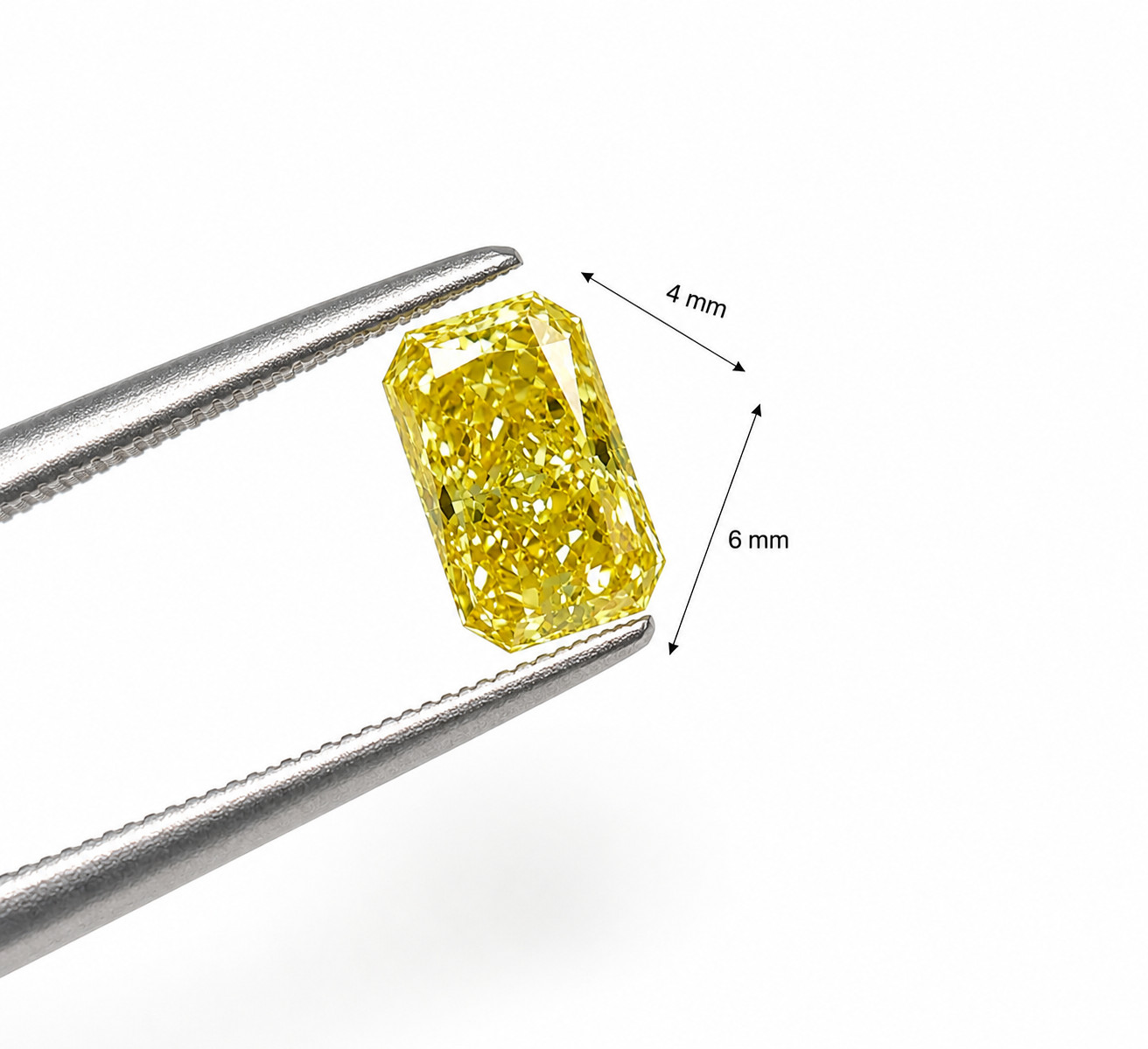 6x4mm Radiant Yellow Color Lab Grown Diamond IF Clarity Certified Loose Gemstone