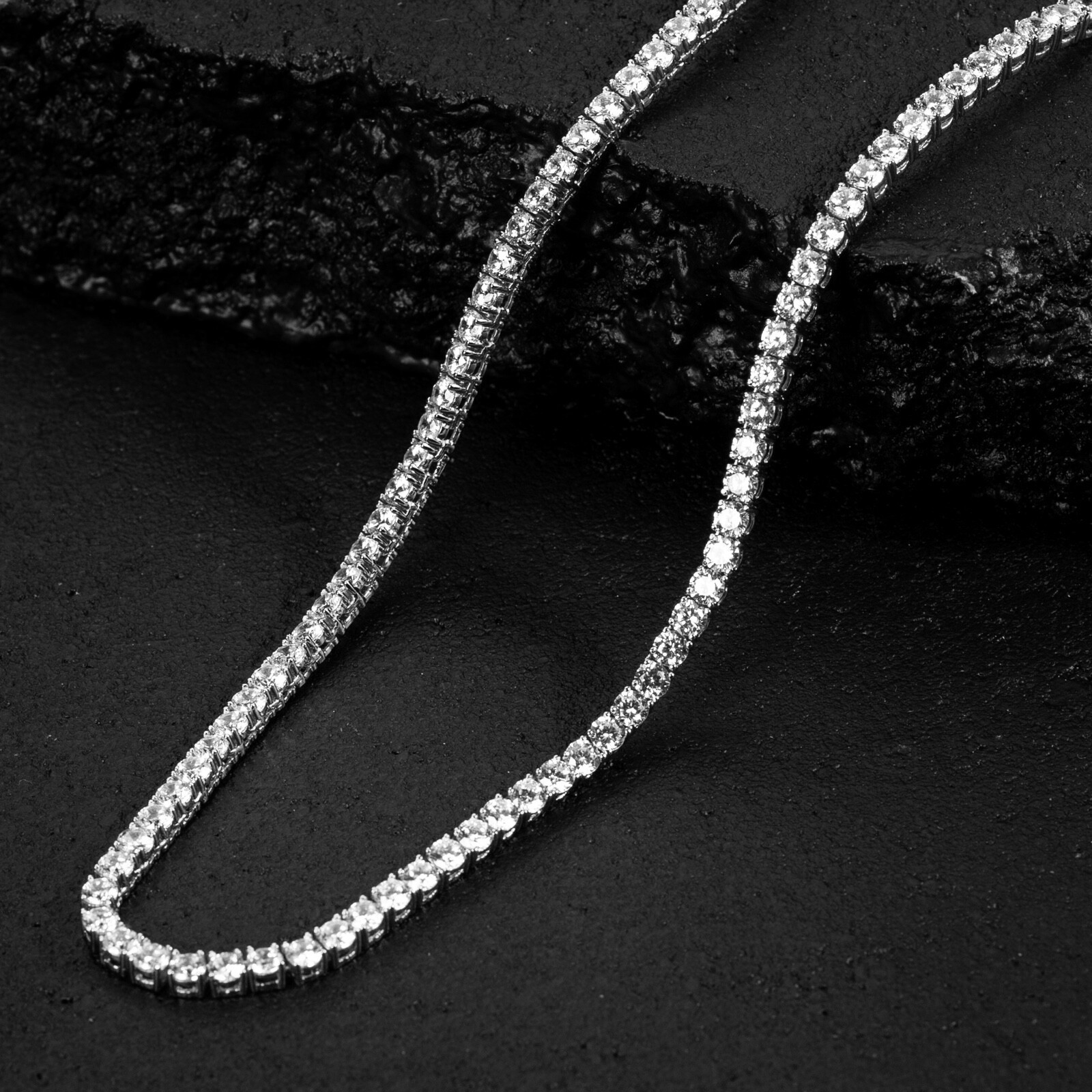 High-End Moissanite Brass 1 Row Tennis 4mm 18″ 20″ 24″ Chain Necklace Jewelry