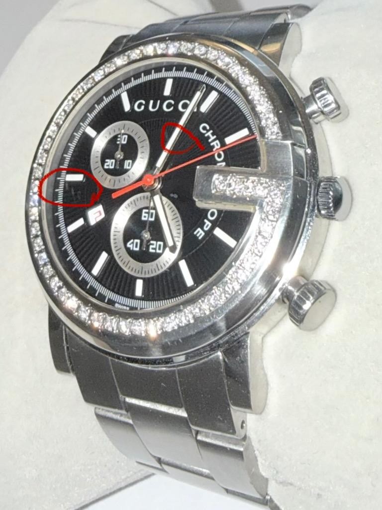 GUCCI MENS 101M CHRONOSCOPE LAB GROWN DIAMOND WATCH (PARTS/REPAIR)