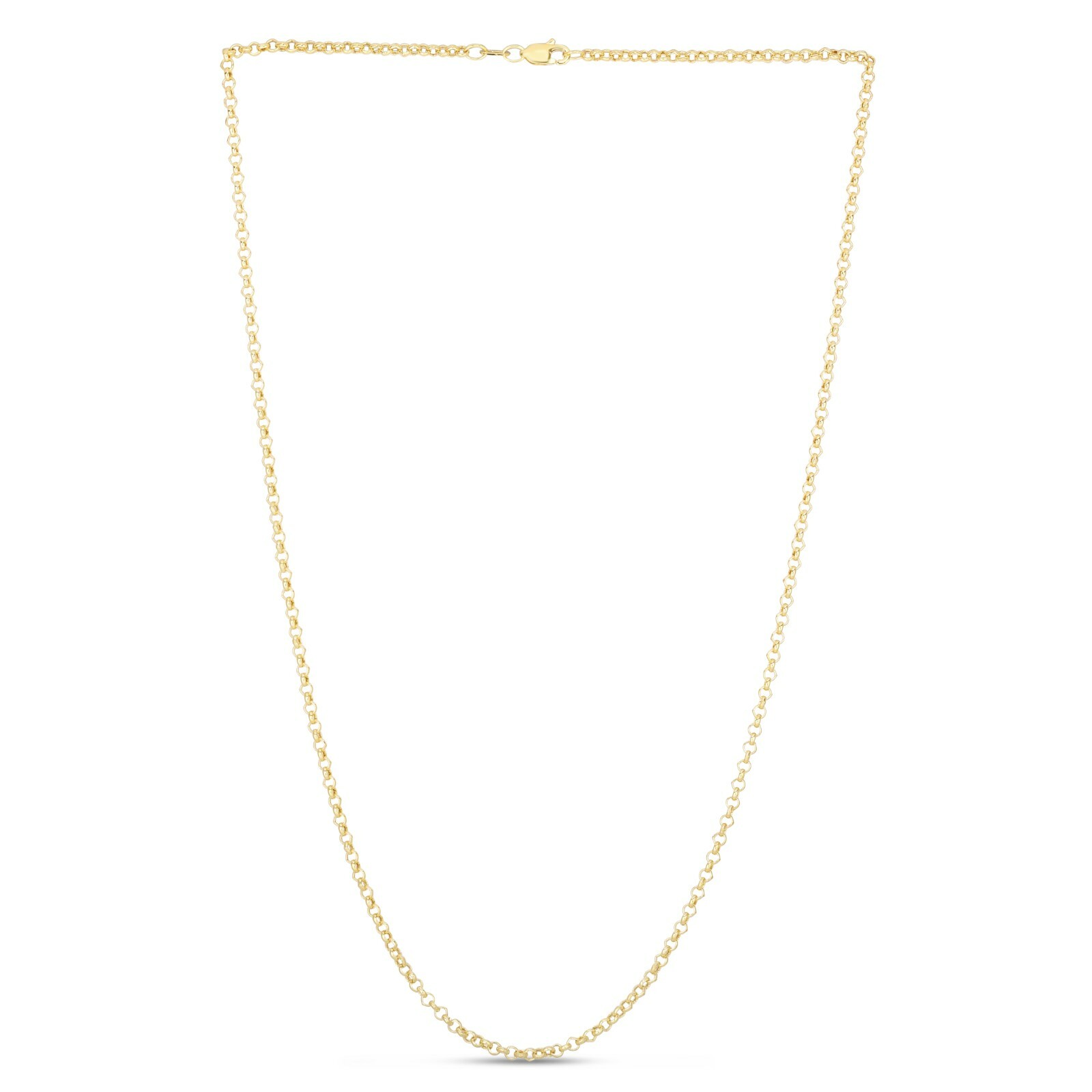 2.3mm Rolo Link Chain Necklace Real 14K Yellow Gold