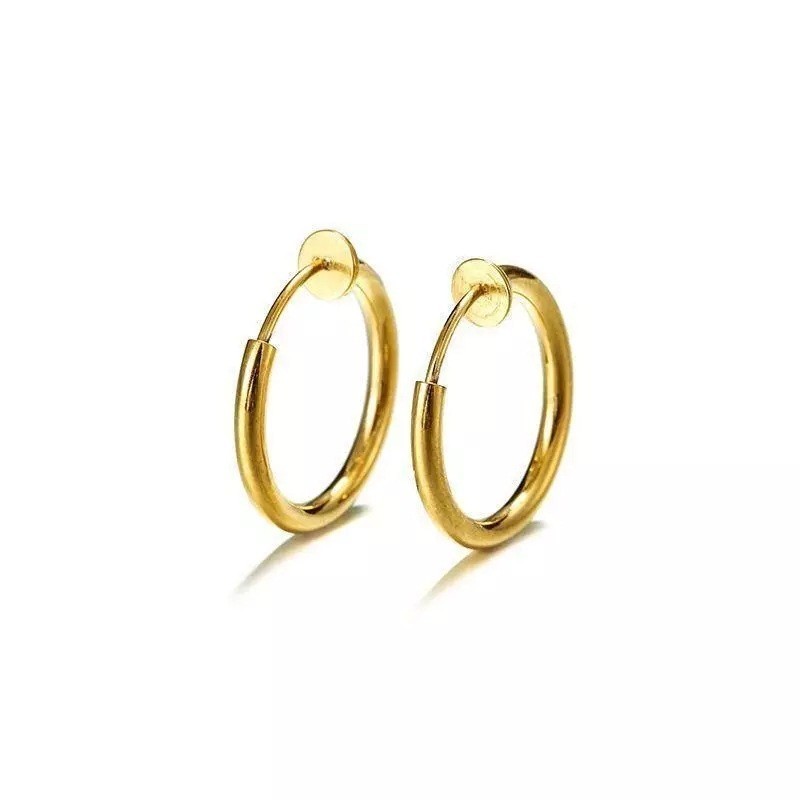 Fake Non Piercing Nose Ring Hoop Stainless Steel Spring Clip on Lip Ear Earrings