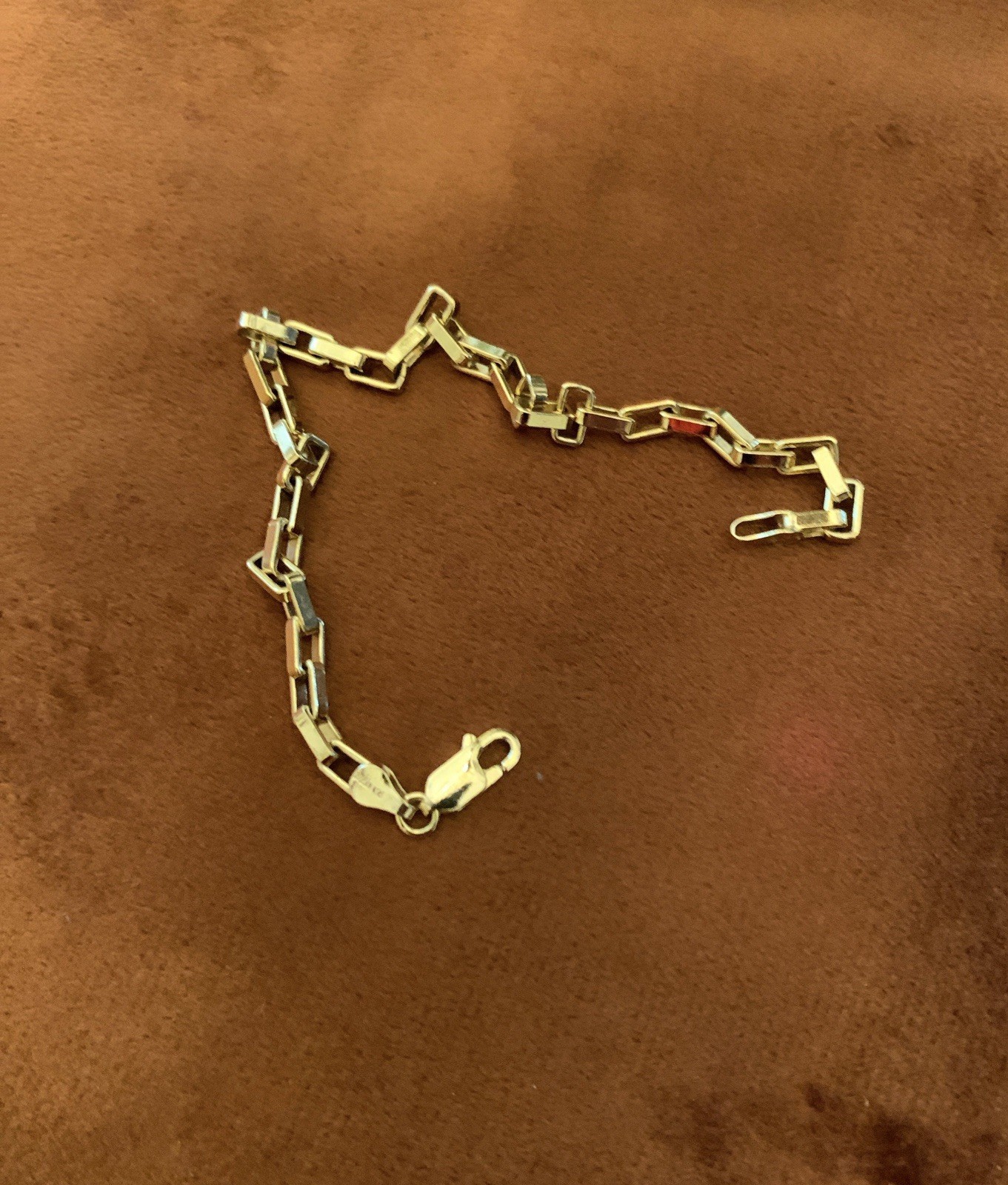 Paper Clip Bracelet Made In Italy 925 Gold Tone Excellent Condition