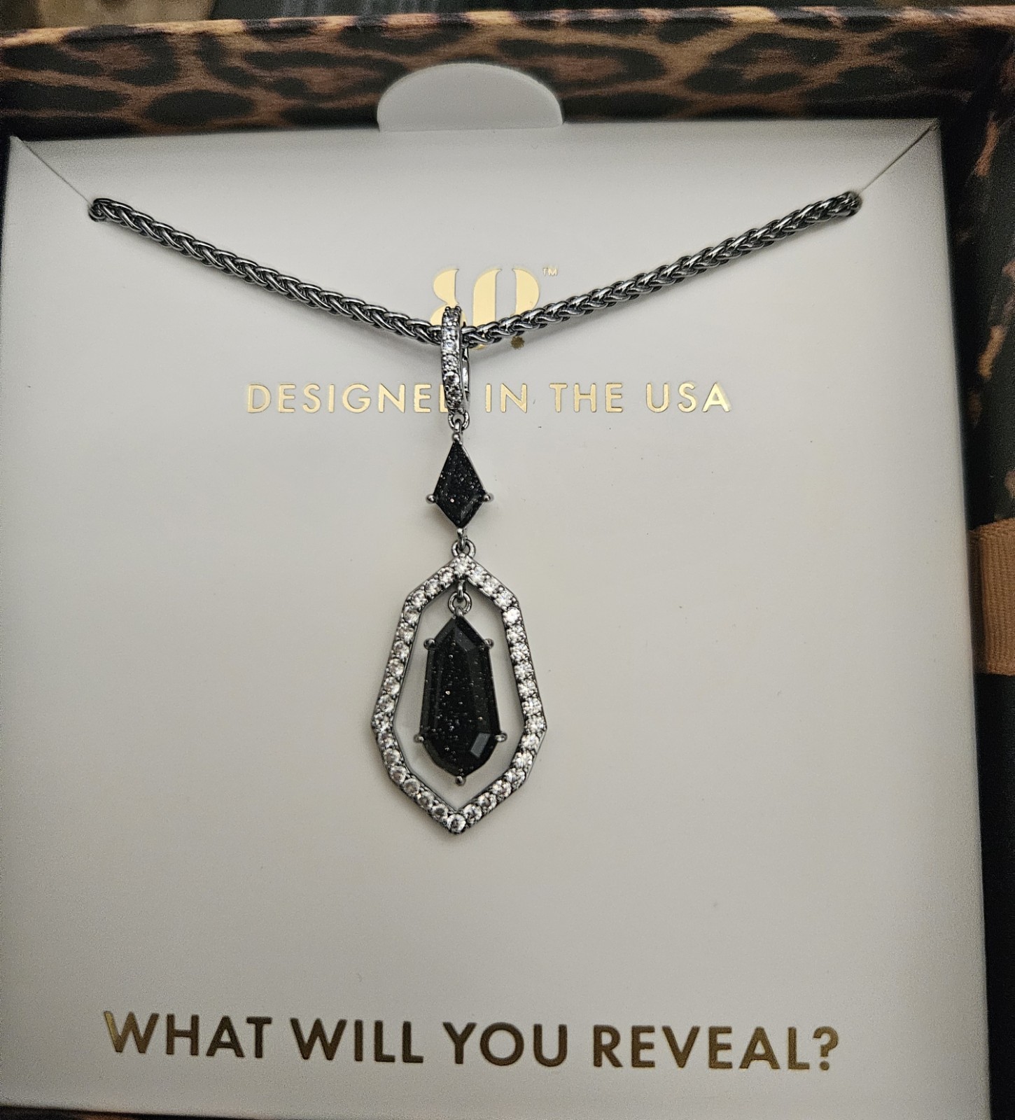 Bomb Party Untamed Hematite Plating Black Onyx Sandstone Necklace NK68583 NEW