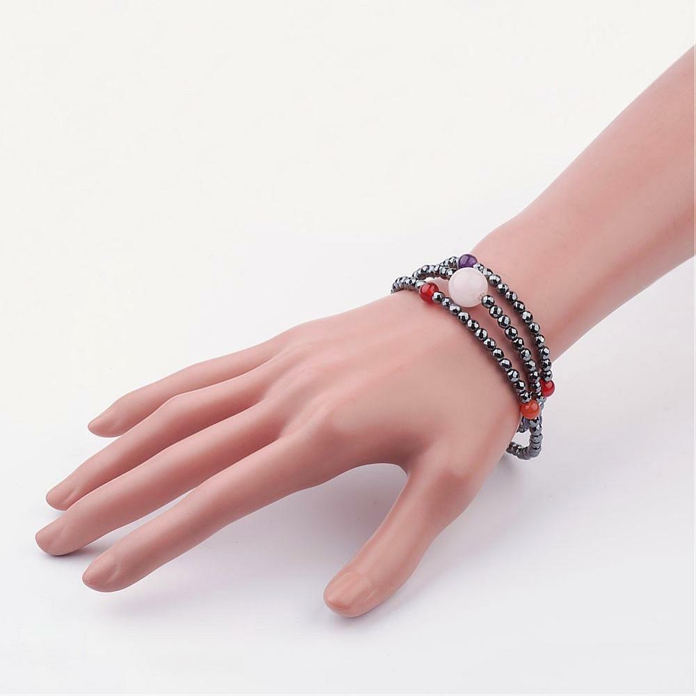 Gemstone Beaded Bracelets/Necklace Non-Magnetic Hematite Beads 22.4″ P37