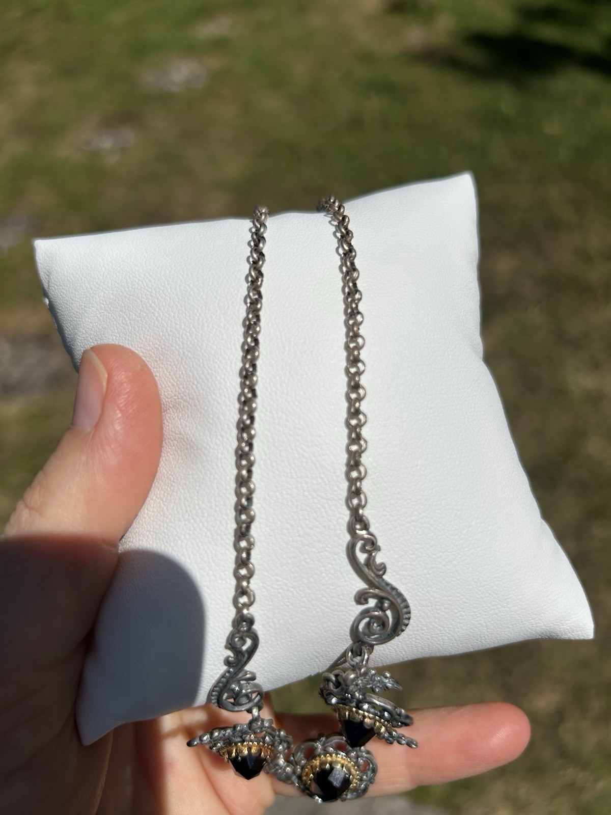 Beautiful vintage 835 silver costume necklace with natural garnets