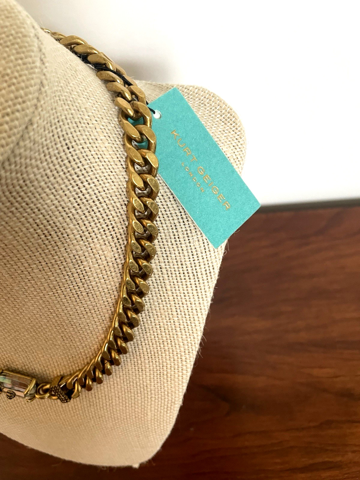 Kurt Geiger London GOLD TONE IRIDESCENT PENDANT COLLAR NECKLACE