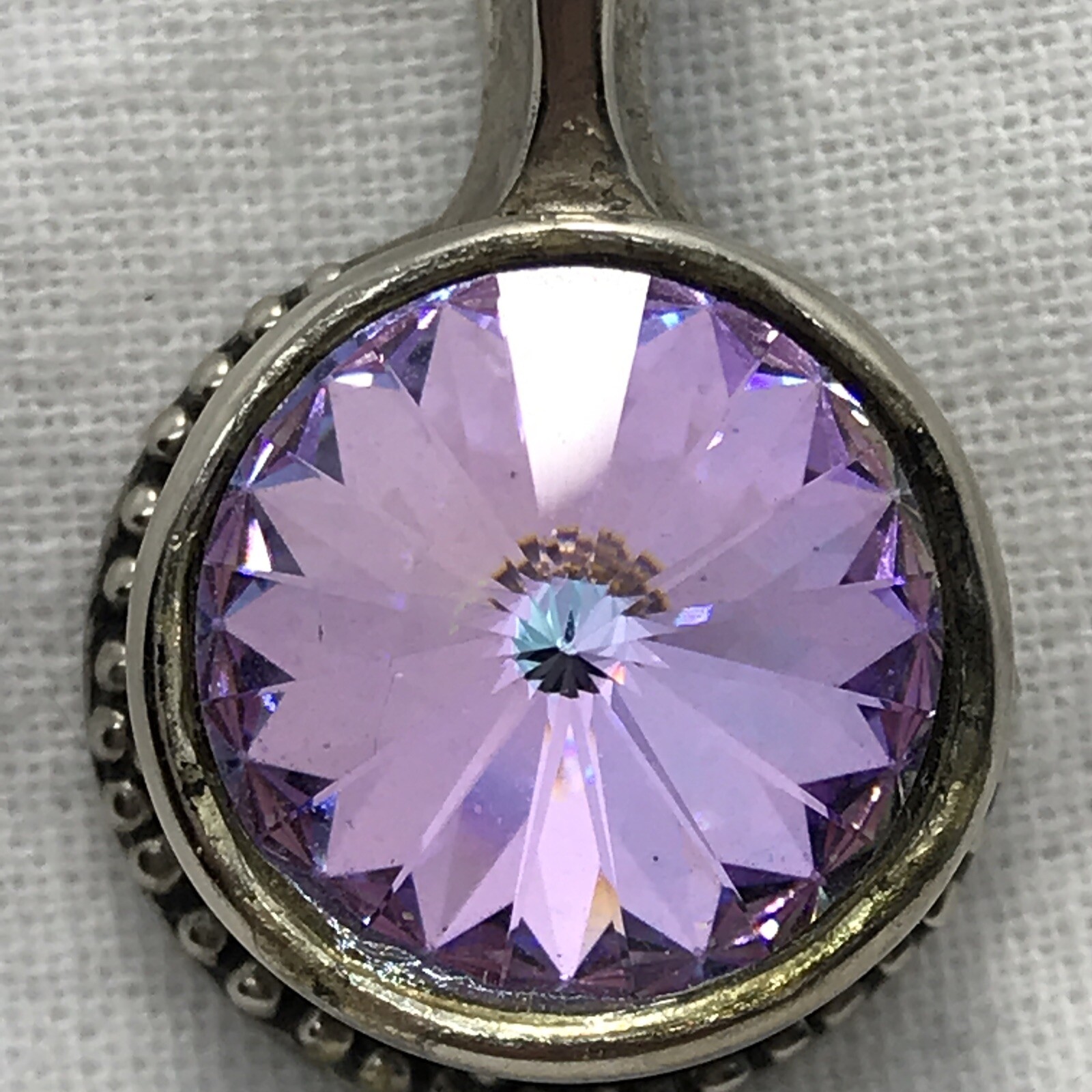 VTG Be-Je’ Designs Heavy Silver -Purple/Pink/Blue Changing Crystal Pendant