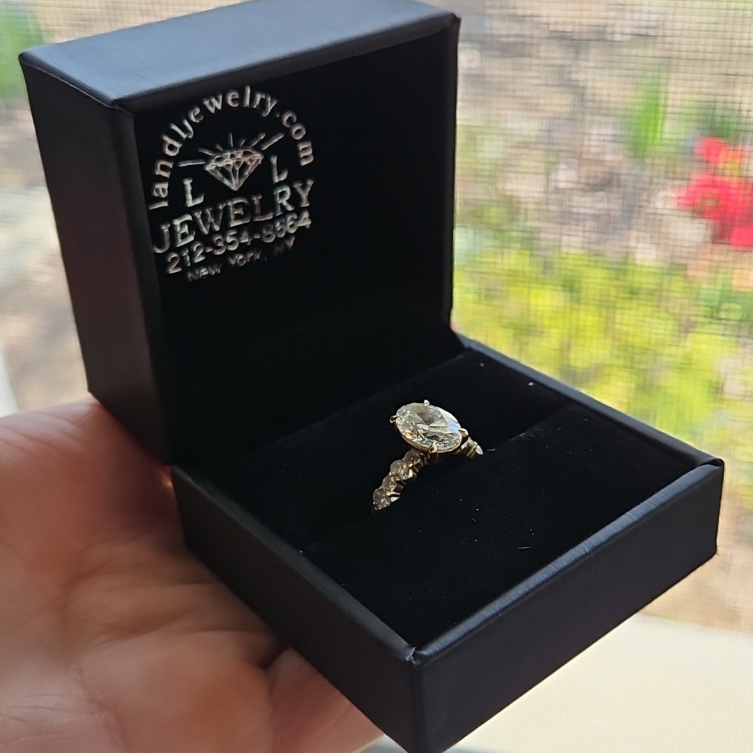 Engagement Ring Size 5 1/4 14K Yellow Gold Setting Oval Brilliant Cut Diamond