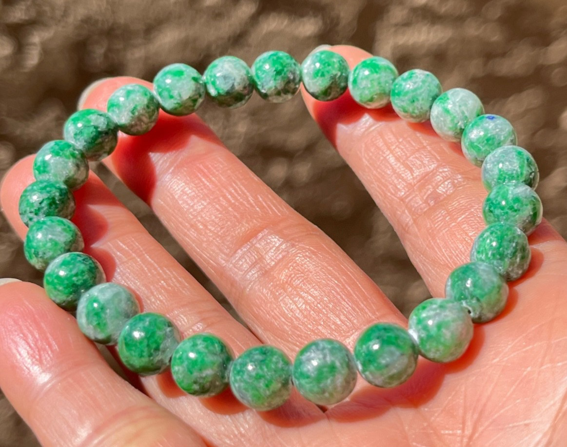 Natural Burmese Jadeite Bracelet – Type A Jade Beads 8mm, 23g – Authentic Healin