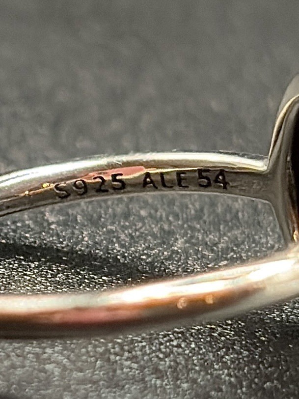 PANDORA SIGNATURE LOGO PAVE 925 STERLING SILVER RING BAND CZ SIZE 7 ALE 54