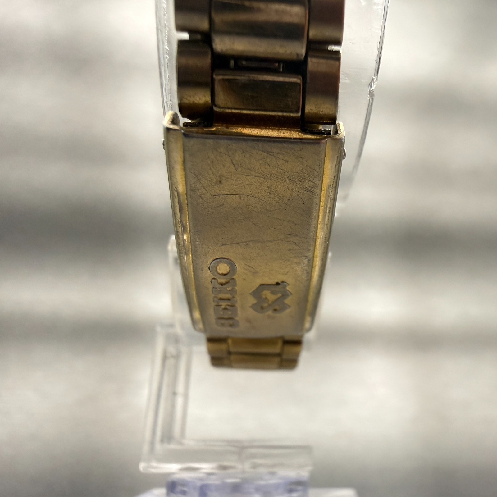 Seiko SQ Watch Women 24mm Gold Dial Gold Tone Daydate Round 3E23-0A69 New Batt
