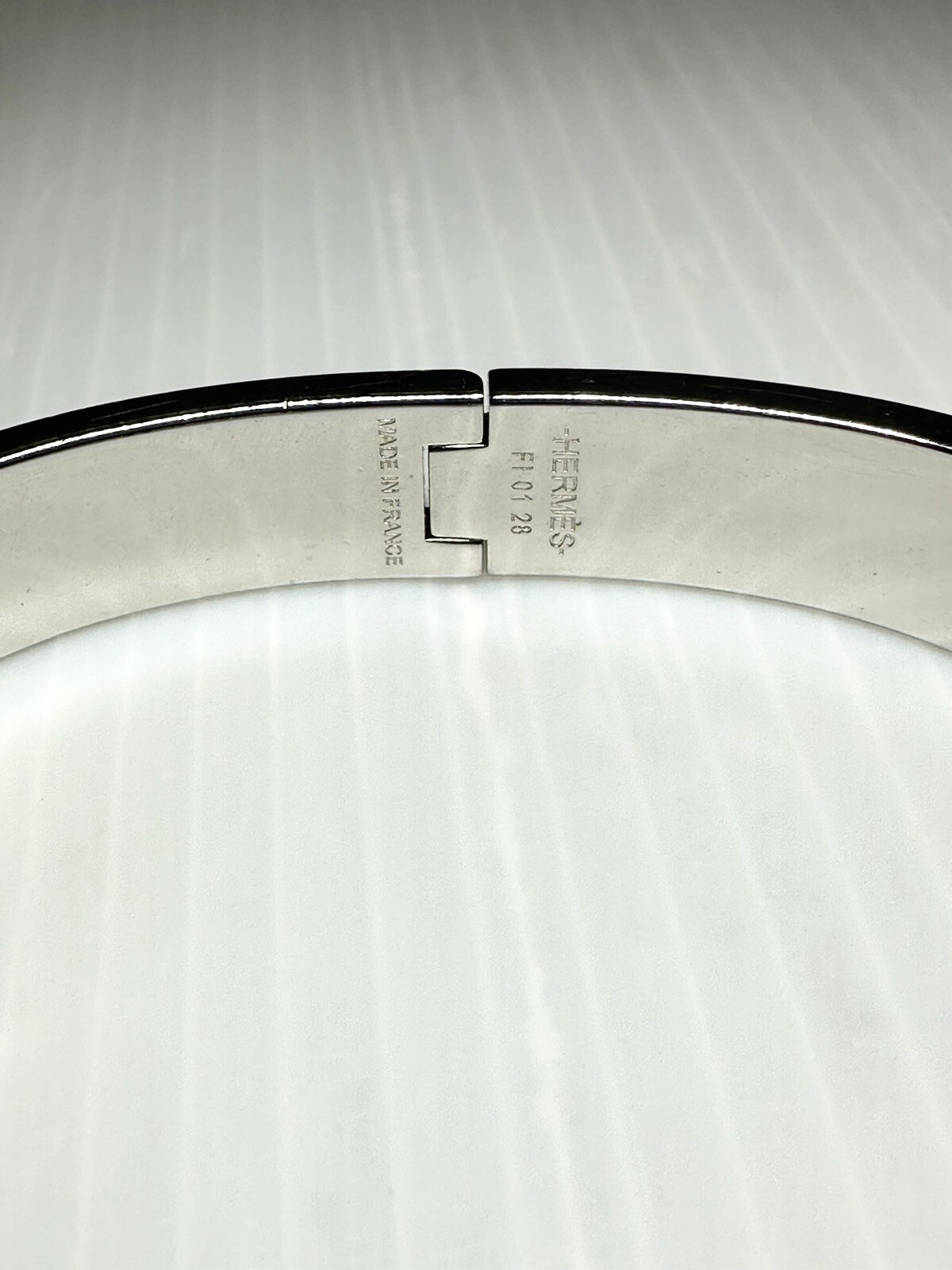 Authentic Hermes Jet Bangle Bracelet Palladium Plated Metal Silver Hardware T6