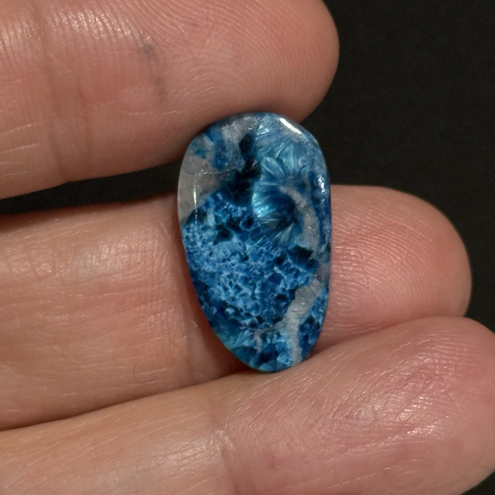 7.85ct 20.7×12.2x3mm Rare Blue Plancheite Cuprite Shattuckite Calcite Cabochon