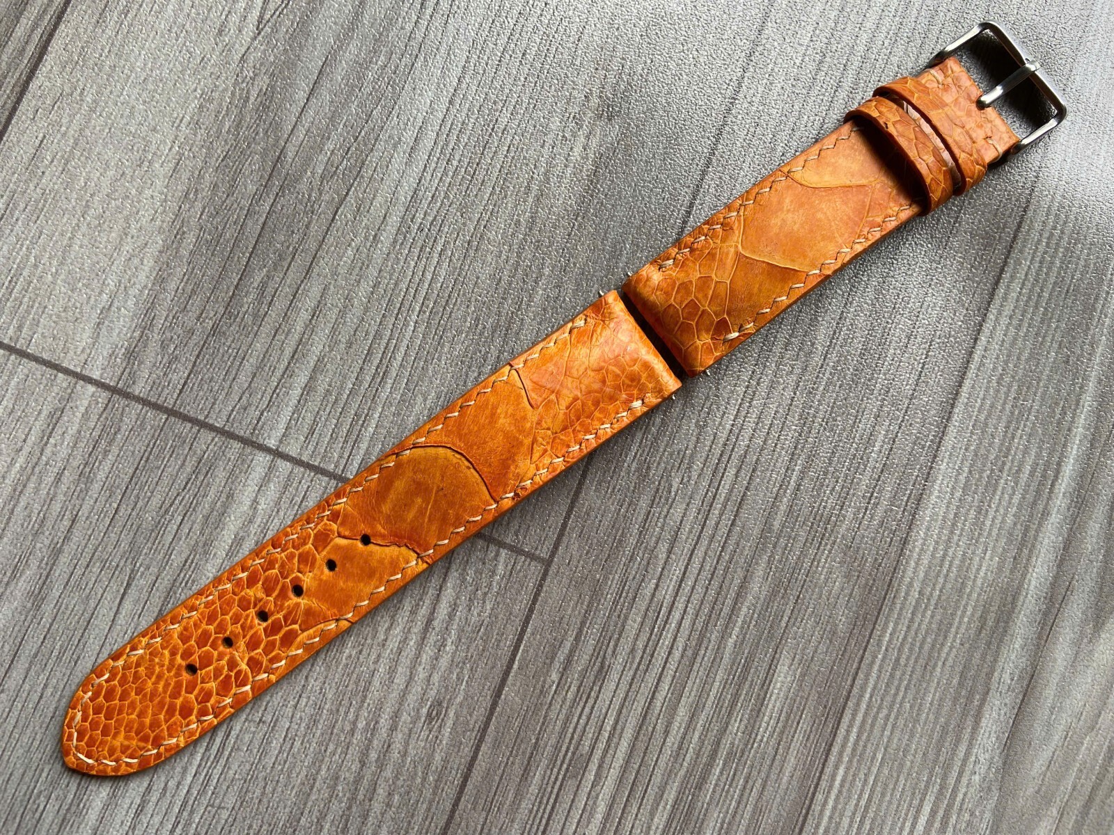 Orange Leg Ostrich Leather Watch Strap Band, Size 18mm 20mm 21mm 22mm 24mm 26mm