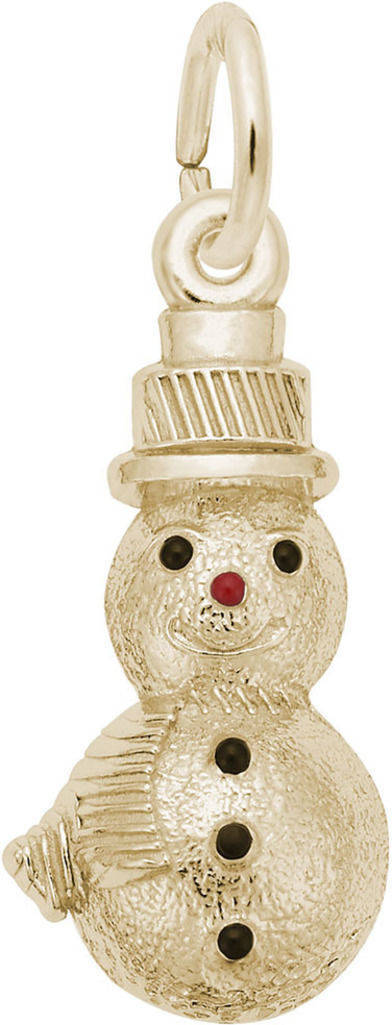 Black & Red Enamel Snowman Charm by Rembrandt 10K or 14K Gold or Sterling Silver