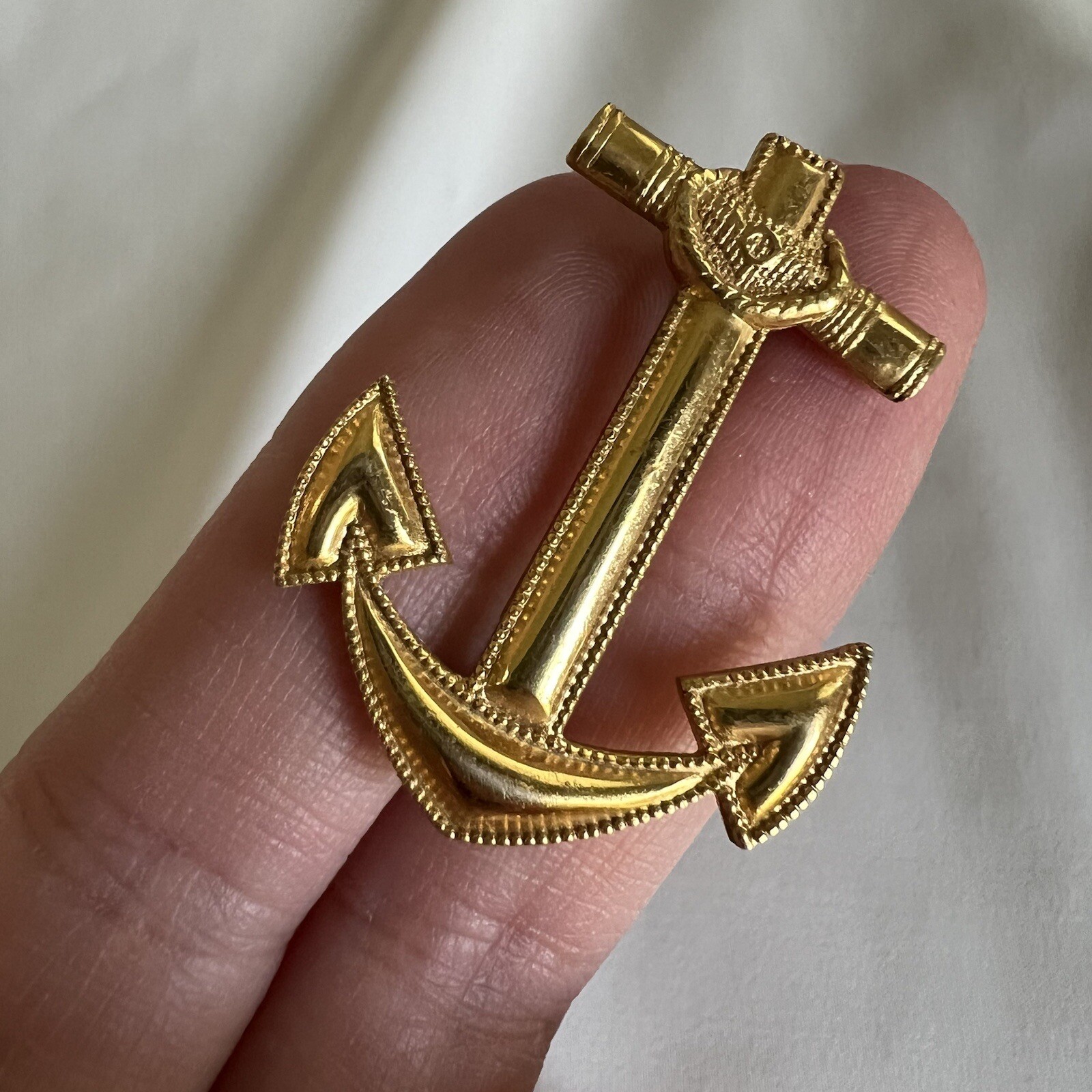 Vintage 10K Gold Filled Anchor Brooch Pin Nautical Sailor Military Emblem Vtg