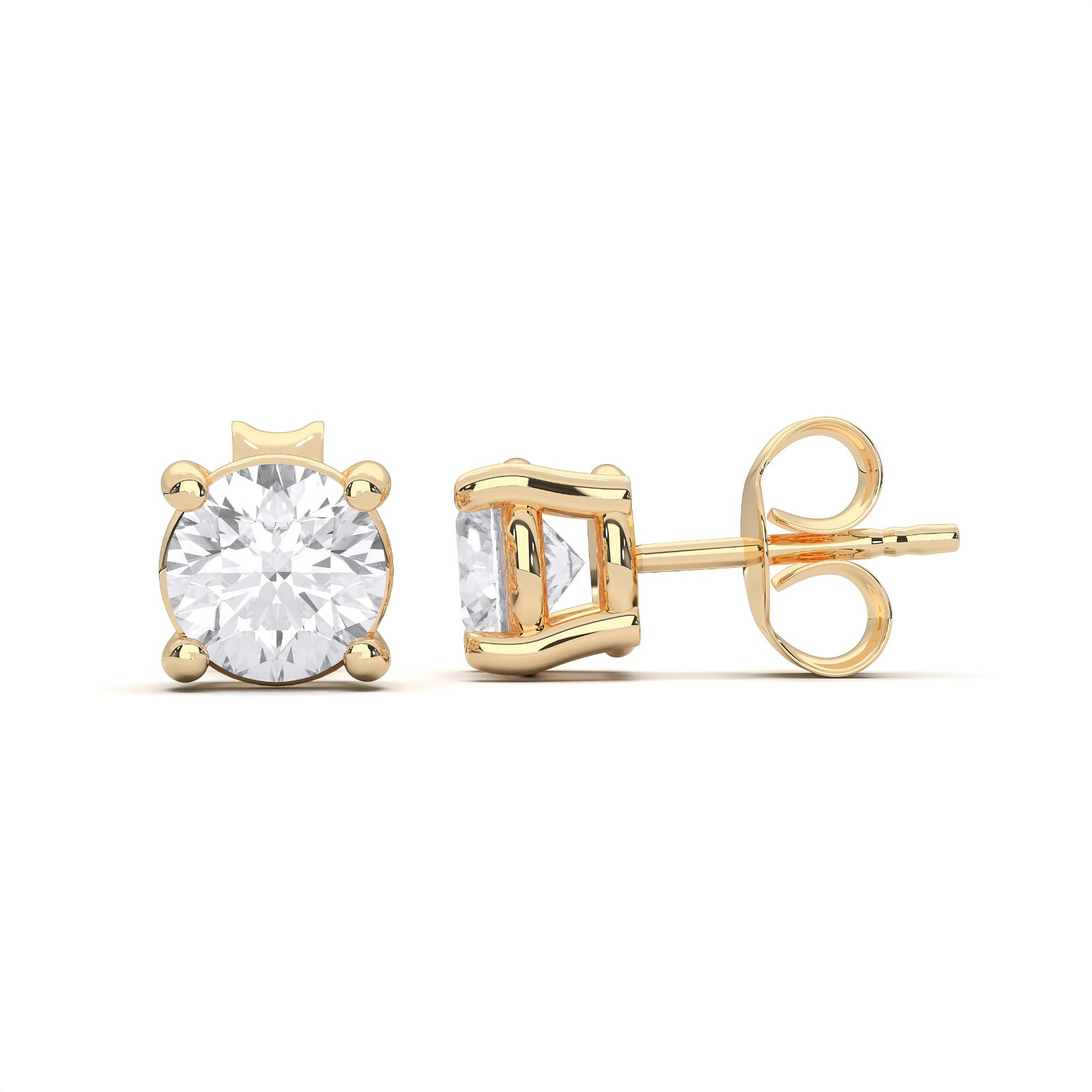 1.00 Ct to 4.00 Ct Round Shape Moissanite Stone Push Back Stud Earring in Silver