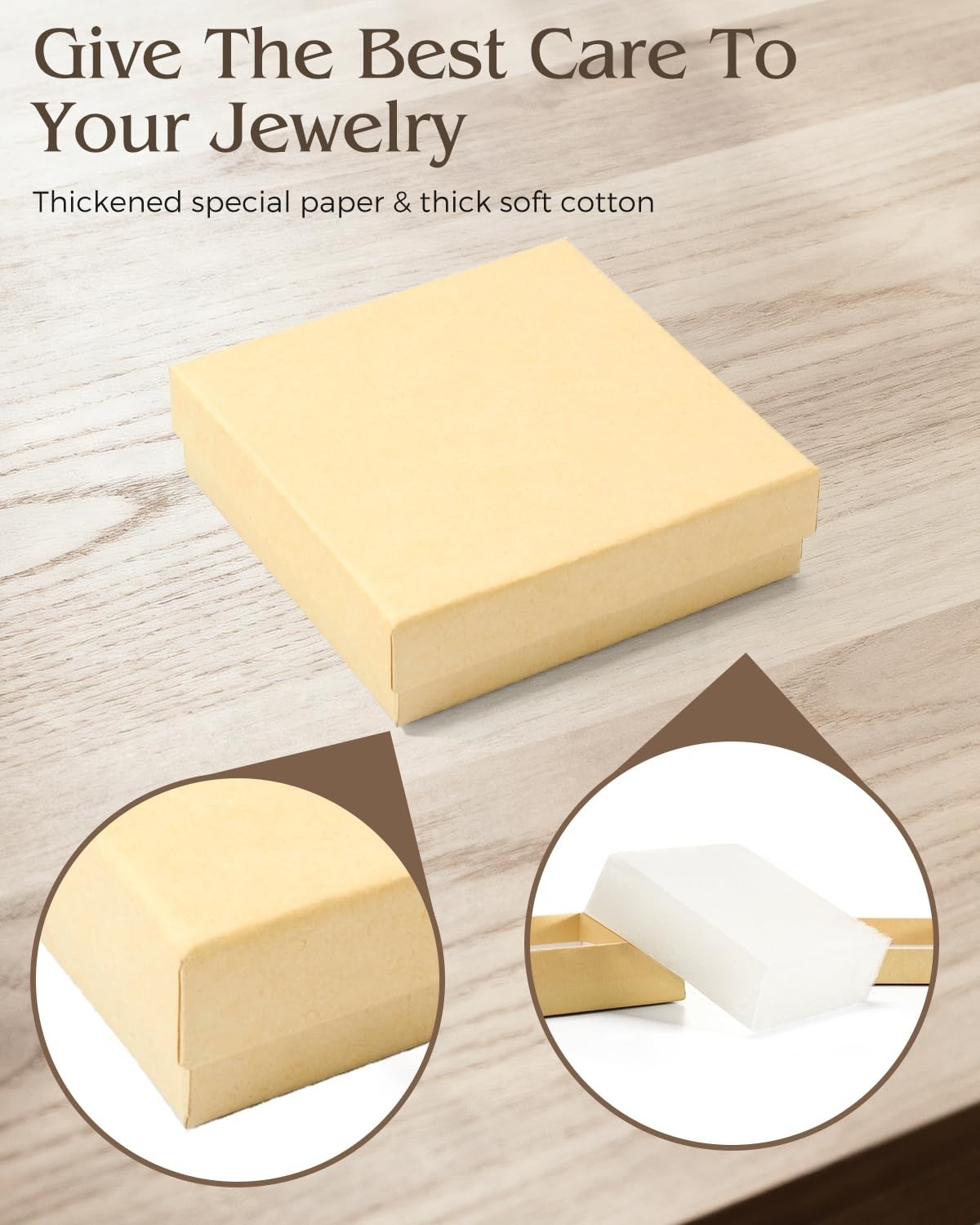 Jewelry Gift Boxes Small 3.5×3.5×1 Inch 20 Pack Cotton Filled Matte Brown
