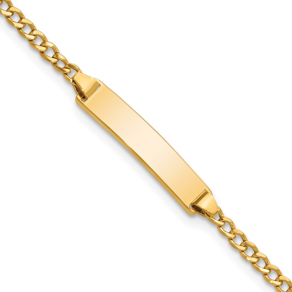 10k Yellow Gold Semi-solid Curb Link ID Bracelet 6″