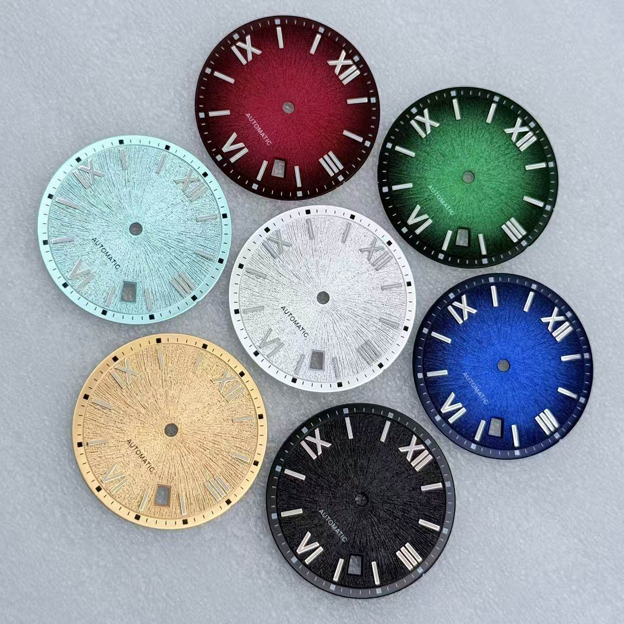 31.8mm Black Purple Watch Dial No Lume Fit NH35/36 Movements Watch Accessories