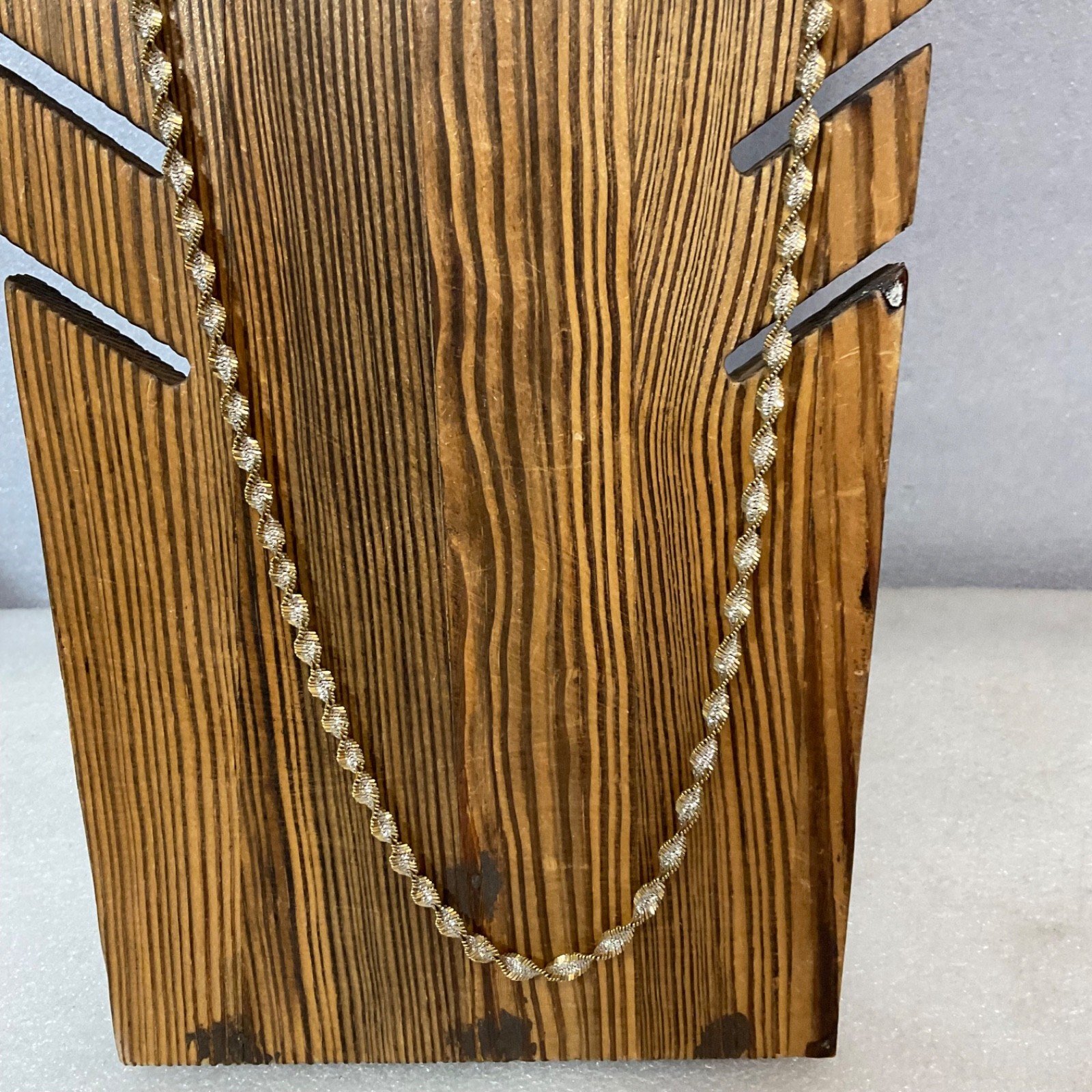28in 925 Silver Two Tone Twisted Chain Necklace Italy 18.95g