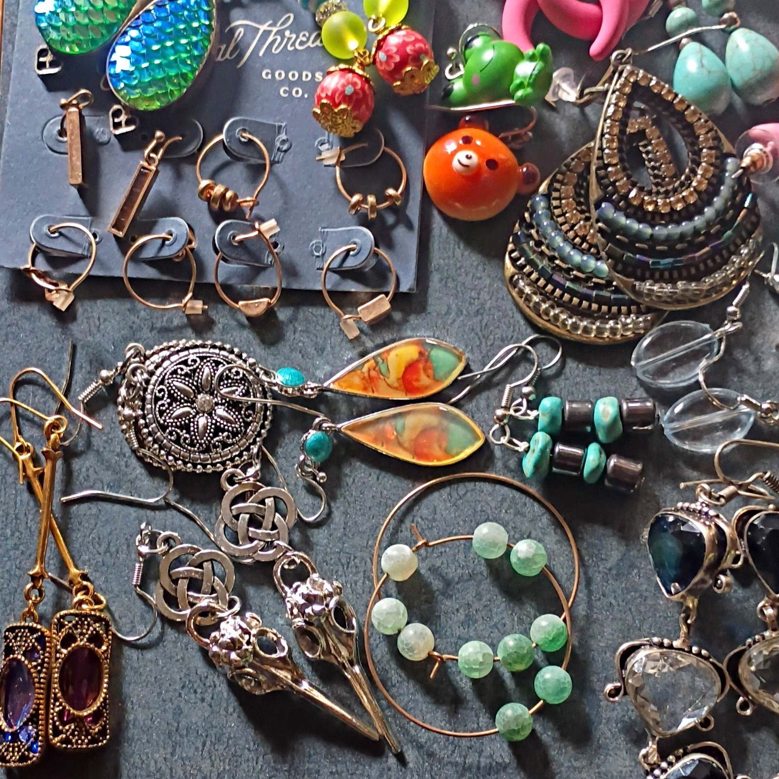 Women’s Fashion Earrings Mixed Lot, Multicolor Metal Plastic Glass Pairs