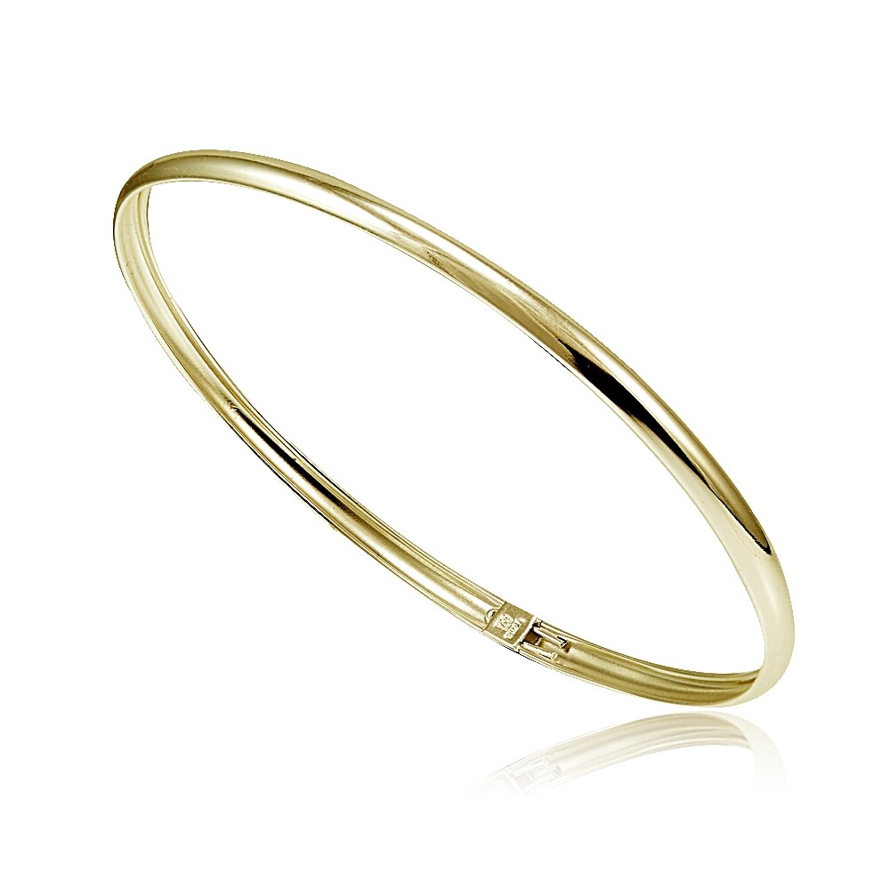 Gold Tone over Sterling Silver Polished Flex Bangle Bracelet