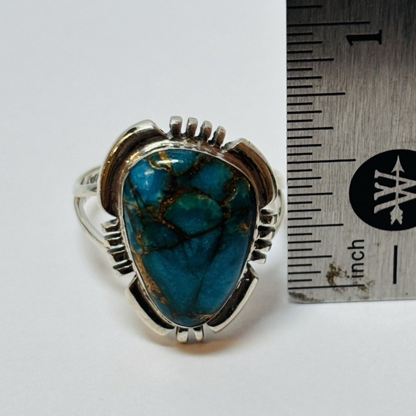 T Philippines Sterling 925 Silver Copper Turquoise Ring Sz 7 – .13