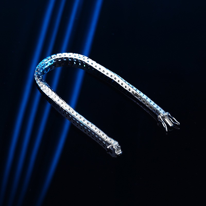 Ladies Princess Cut 0.35ct MOISSANITE Tennis Chain Bracelet SOLID 925 Silver