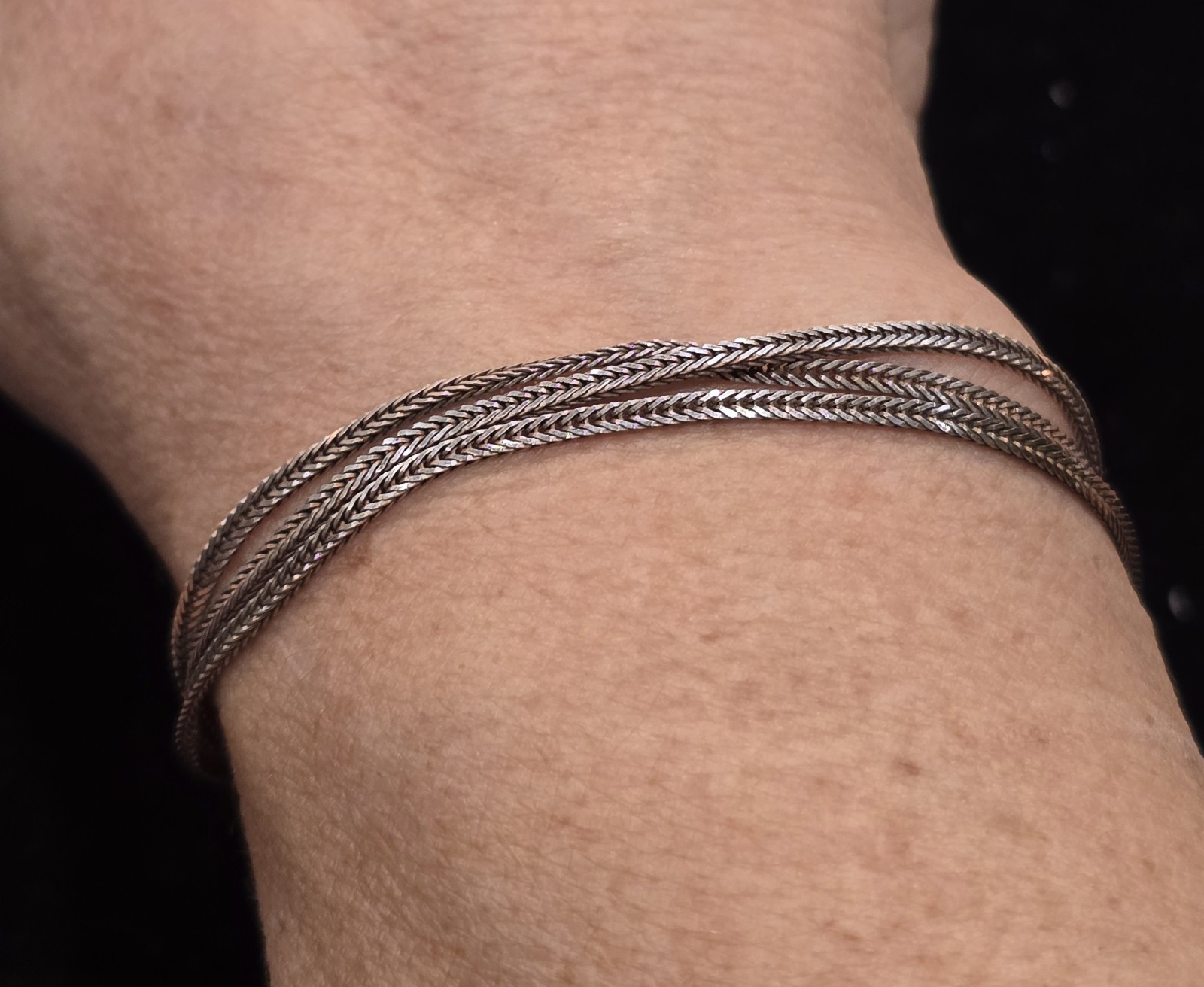 Sterling Silver Foxtail 3 Strand Bracelet 5.2g