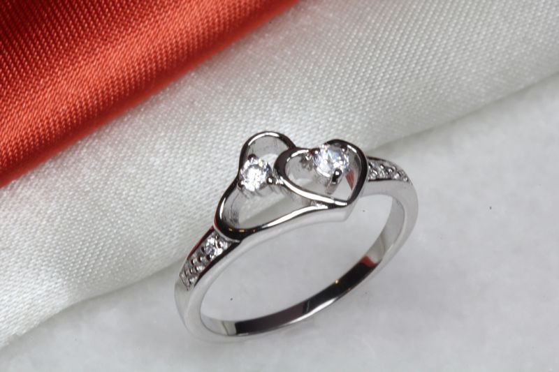 0.326 CT CZ DOUBLE HEART STERLING SILVER 925 CZ PURITY RING PROMISE RING SR20-BU