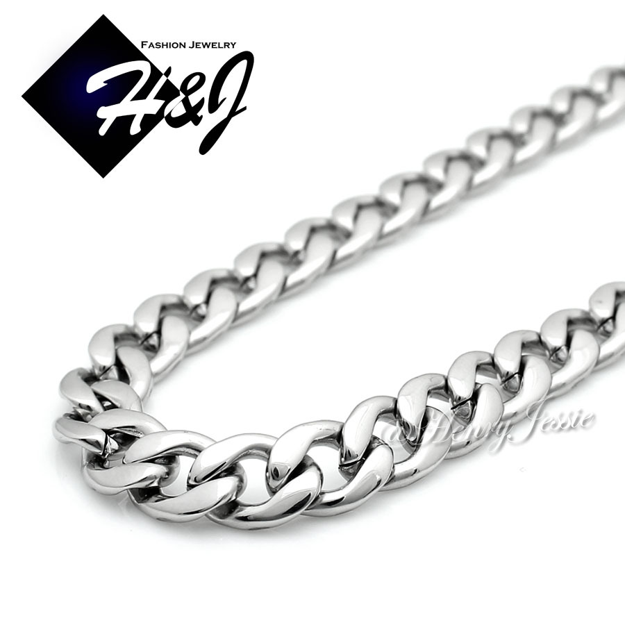 18-40″MEN’s Stainless Steel 6/7/8.5mm Silver Cuban Curb Link Chain Necklace*N117