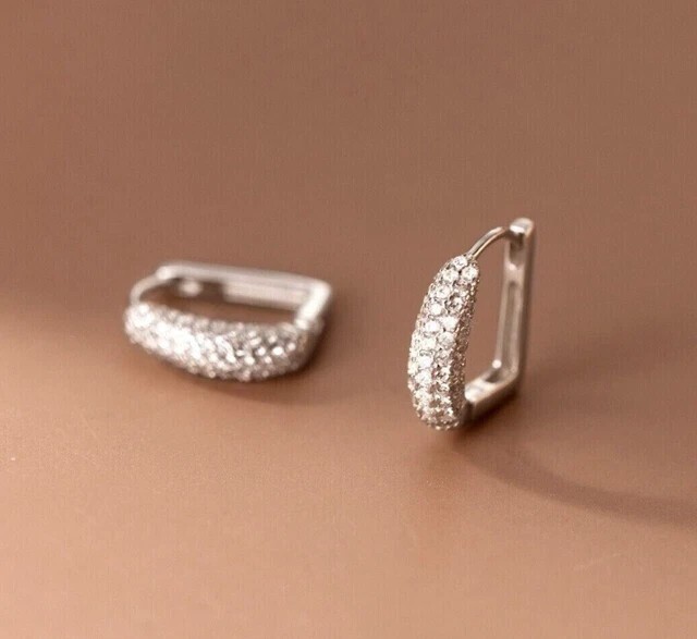 Pretty Round Cut Simulated Diamond Clip On Huggie Hoop In 14k White Gold Plated
