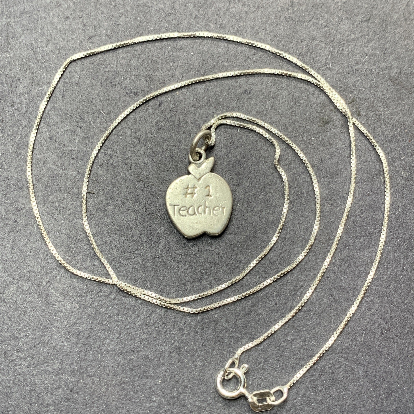 STERLING SILVER 925 Lot Necklace Pendant SS34 #1 Teacher Educator Apple Learn