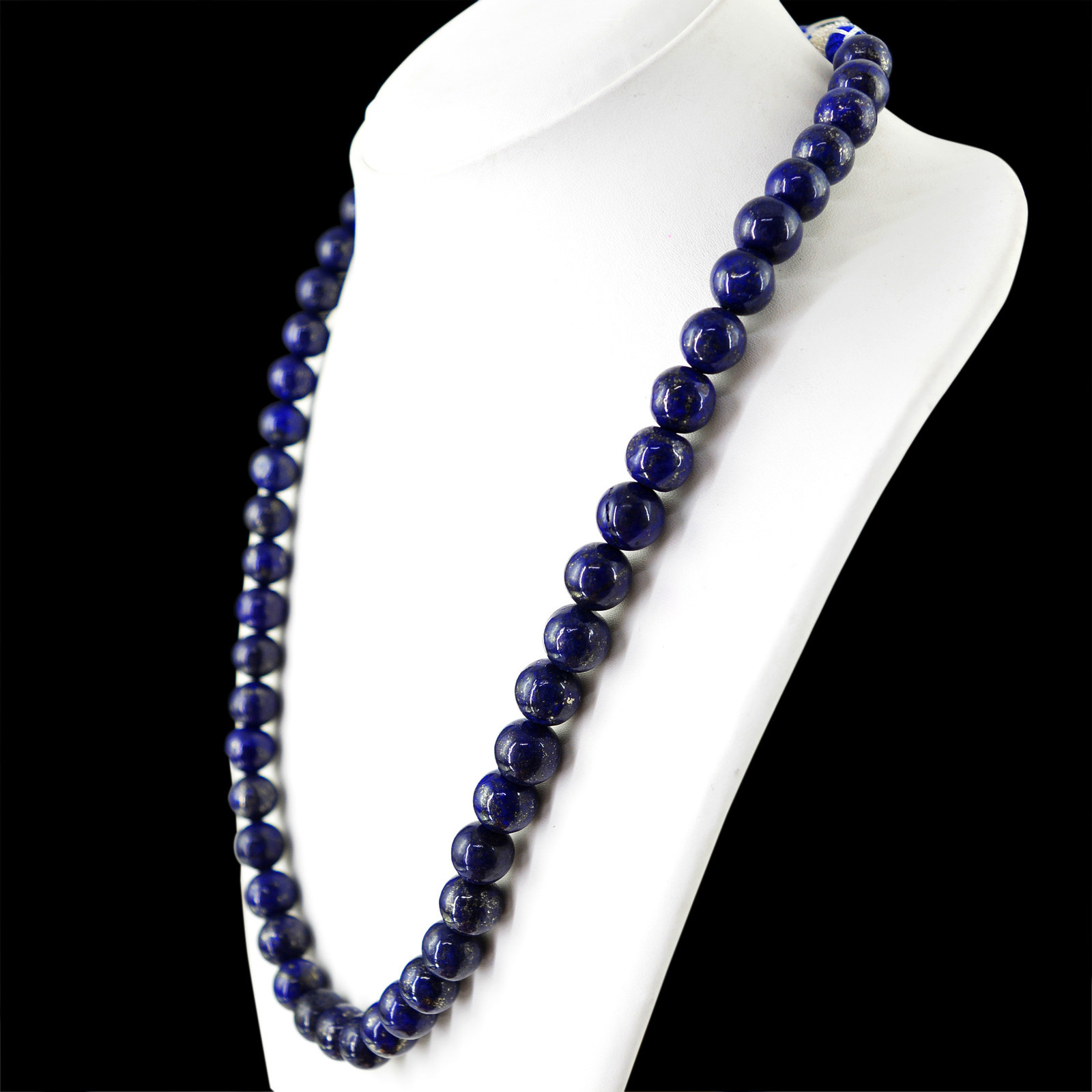 TOP EXCELLENT 415.00 CTS NATURAL RICH BLUE LAPIS LAZULI BEADS NECKLACE STRAND
