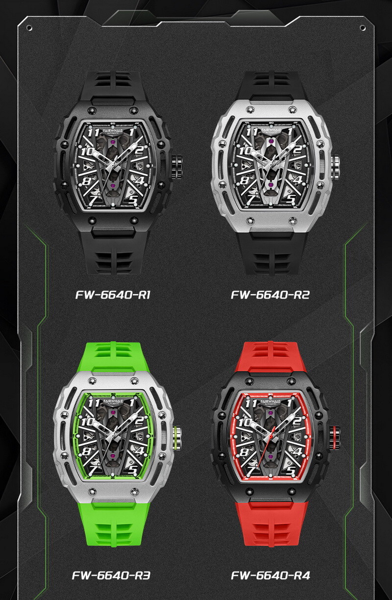 MARK FAIRWHALE Barrel Hollow Luminous Tourbillon Automatic Mechanical Wristwatch