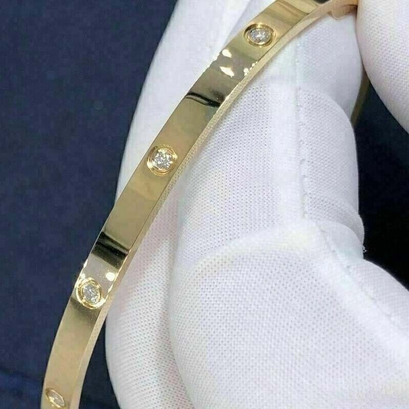 2CTW Round Certified Moissanite Bridal Bangle Bracelet 14K Yellow Gold Plated 7″