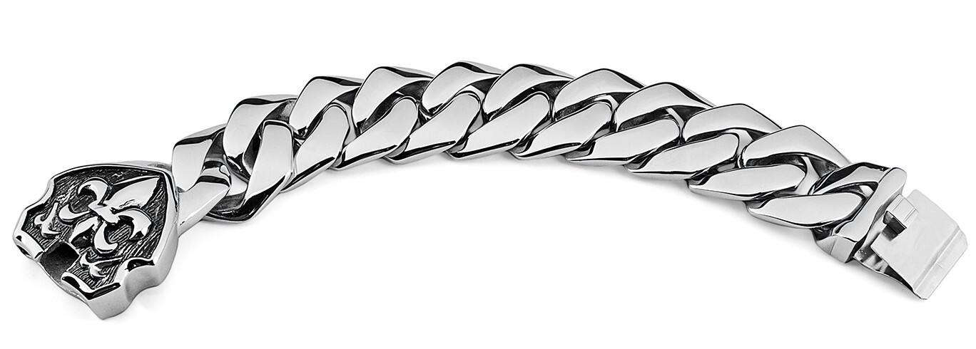 Silver Gold Tone Biker Rocker Curb Cuban 316L Stainless Steel Bracelet 9 inch