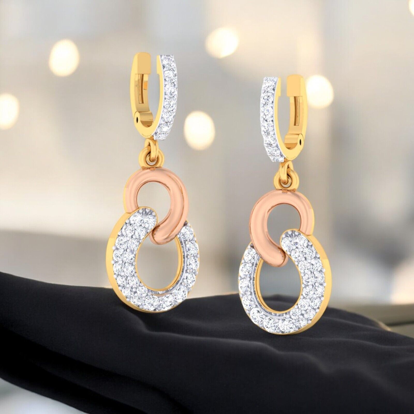 0.70 TCW Round Brilliant Cut Natural Diamonds Clip Dangle Earrings in 14K Gold