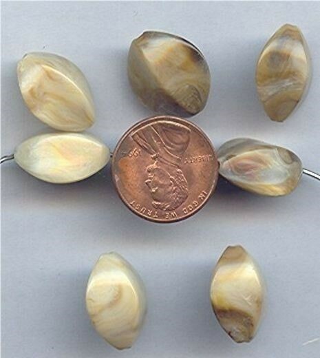 144 VINTAGE JAPAN CAMEL MARBLE PETAL 18x15mm BEADS g90