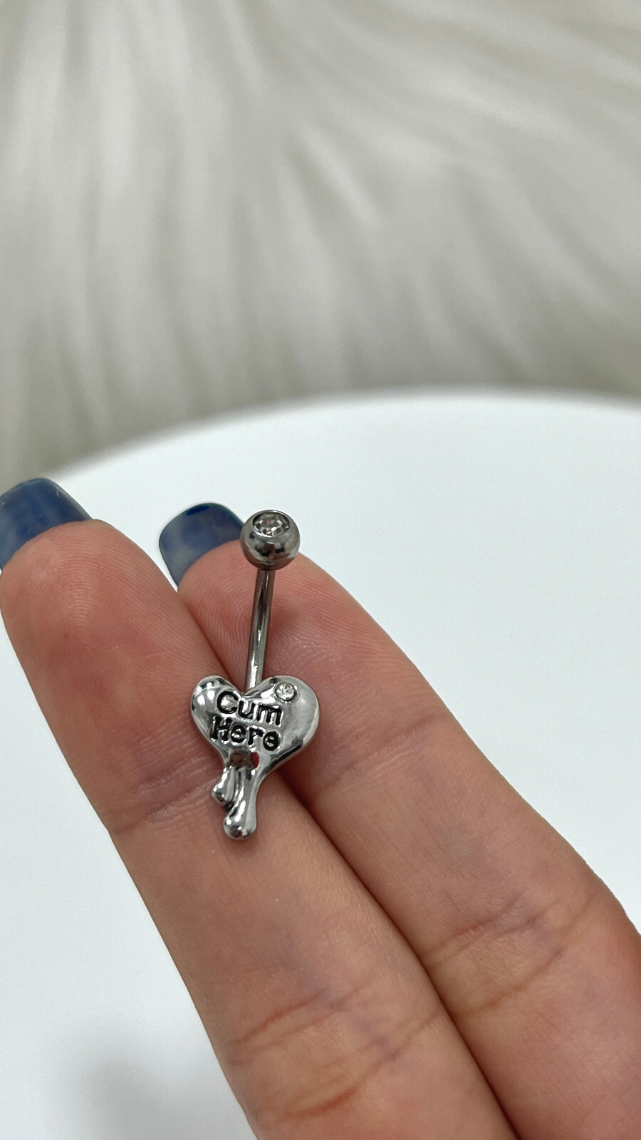14g Belly Button Rings Heart Shap Barbell Navel Ring Cum Here CZ Navel Piercings