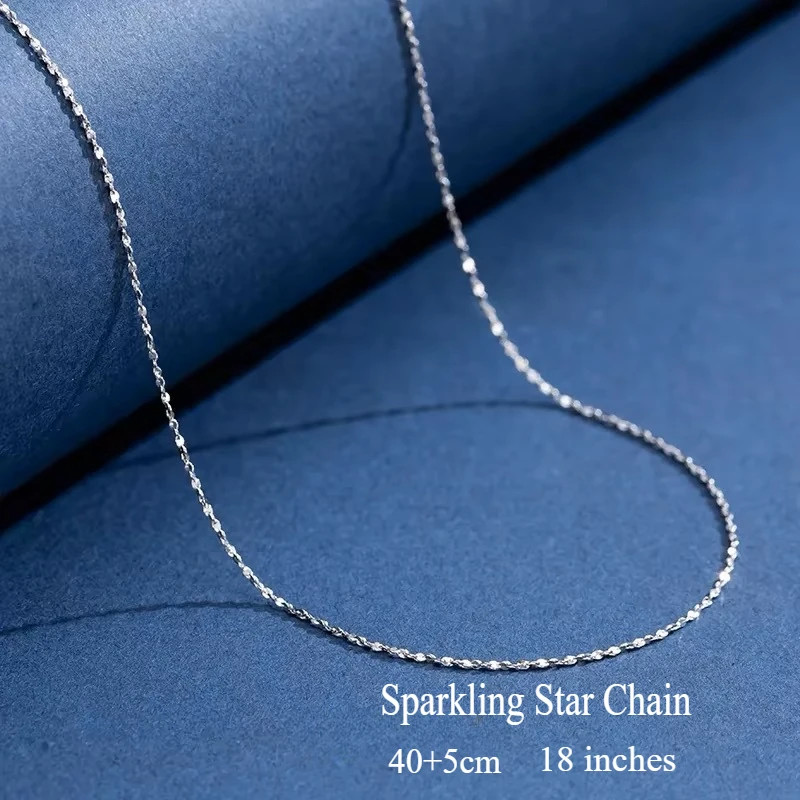 925 Sterling Silver Necklace 1.1mm Rolo Water Wave Chain 40-60cm Women Jewelry