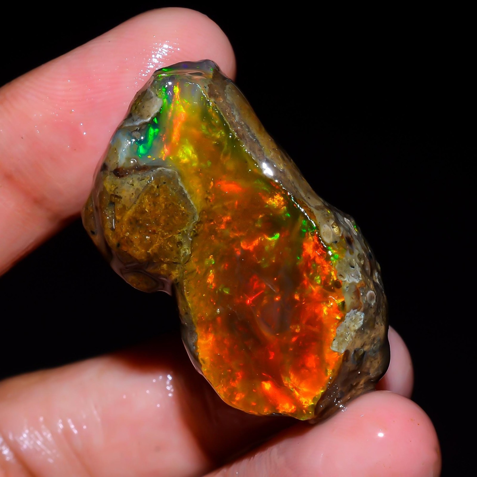 AAA+ Huge Ethiopian Oil Opal Rough, 57 Ct Welo Fire Opal Raw, Jewelry Making Raw